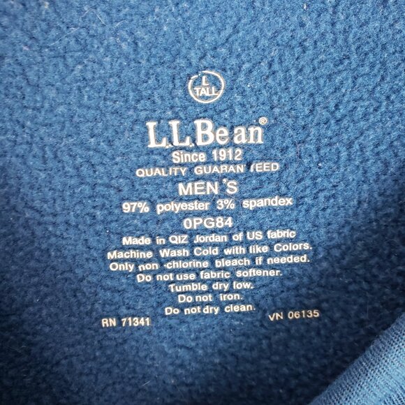 LL Bean Fleece-Lined Pullover Shirt Lightweight Blue Retro Stripe Mens L Tall - Picture 5 of 5